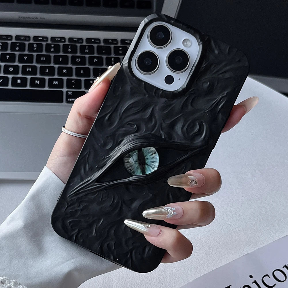 Cool 3D Evil Eyes Phone Case For iPhone 17 Air 16 15 14 13 12 11 Pro Max Frosted Shockproof Soft TPU Cover