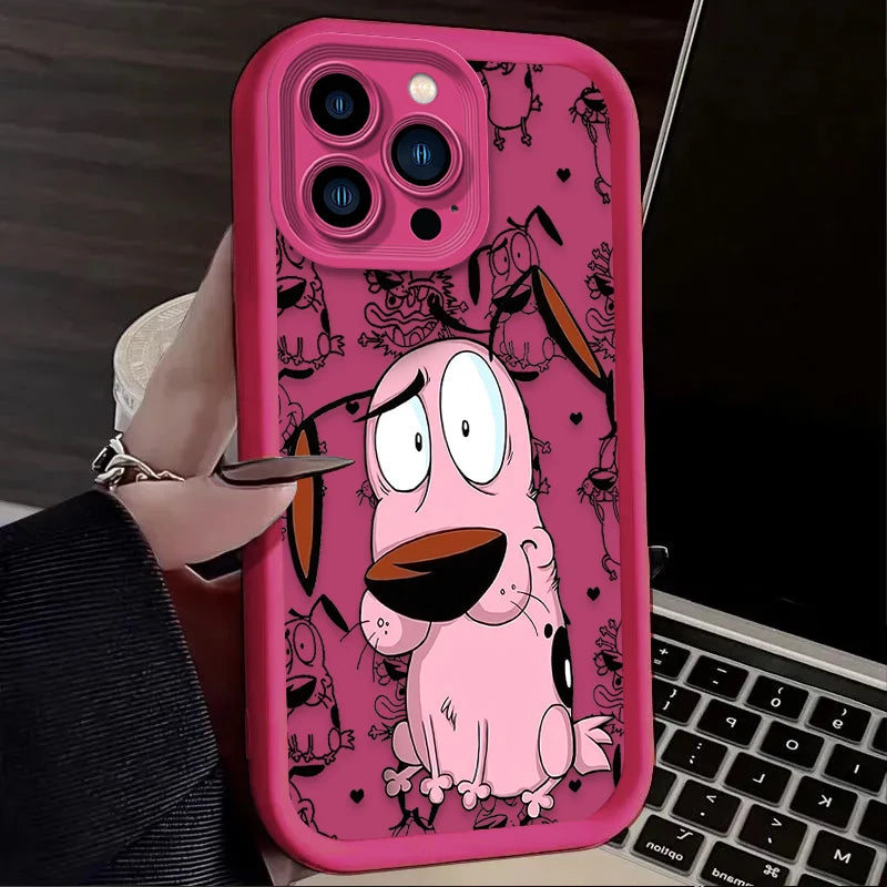 Courages Cowardly Dog Case For iPhone 14 15 16 13 12 11 Pro Max X XS X S Max XR SE 2020 7 8 Plus iphone16 Soft Silicone Funda