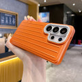 S26 Ultra Luxury 3in1 Striped Luggage Texture Case for Samsung Galaxy S26 S25 S24 S23 S22 Ultra Titanium glossy Shockproof Cover