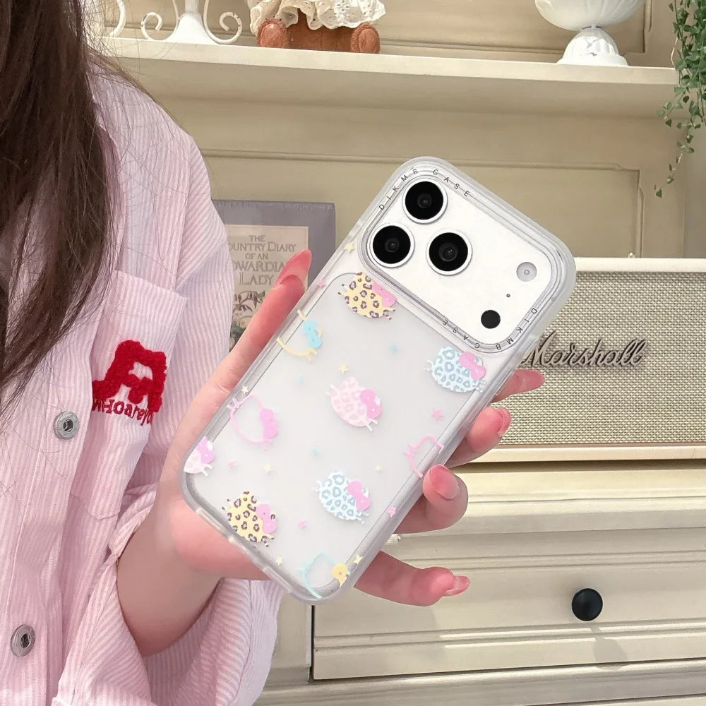 Luxury Frosted Leopard Print Hello Kitty Head Phone Case for iPhone 17 Pro 15 16 Pro Max  Protection Cover Cute Cartoon Funda
