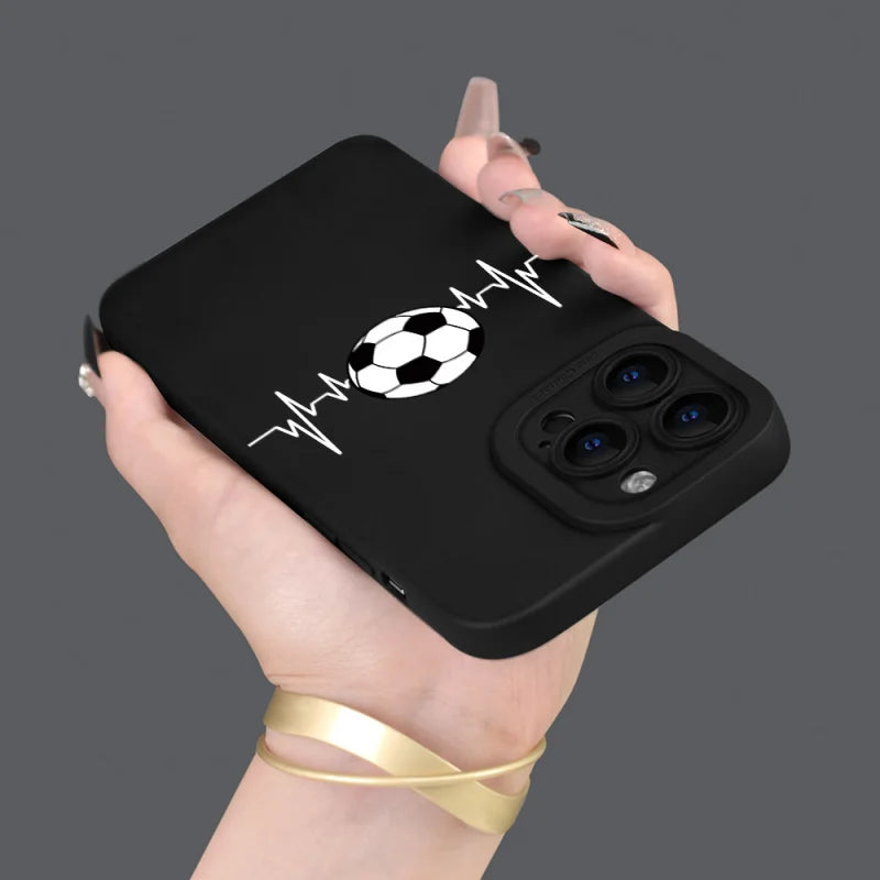 Football Pattern Graphic Phone Case For iPhone 16 15 14 13 12 11 XR X XS Pro Max 7 8 Plus SE 2022 Mini Silicone Soft Back Cover