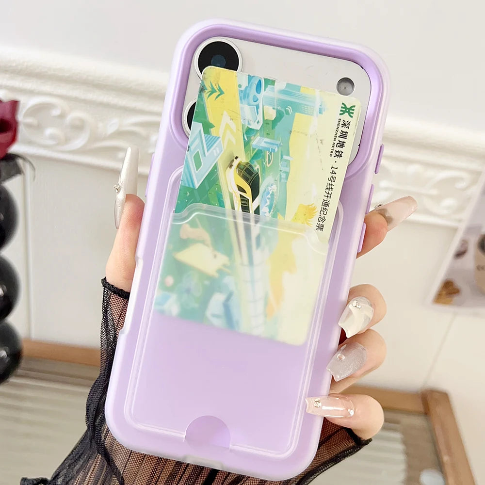 2 in 1 wallet card holder silicone phone case for iPhone 17 16 15 14 13 12 11 Pro Max Air Plus full shockproof back bumper cover