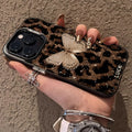 Butterfly Leopard Print Phone Case for IPhone 17 16 15 14 13 12 11 Pro Max Plus 17 Air 16E X XR XS Max Plating Shockproof Cover
