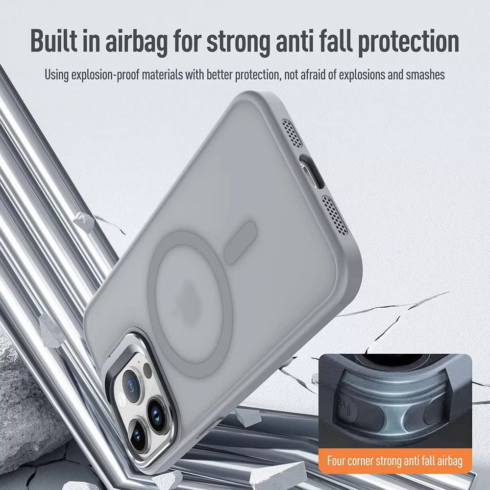 Matte Holder Phone Case For iPhone 16 Pro Max 14 11 12 13 15 Pro Max Mini 16 15 14 Plus Wireless Charging Case For Magsafe Cover
