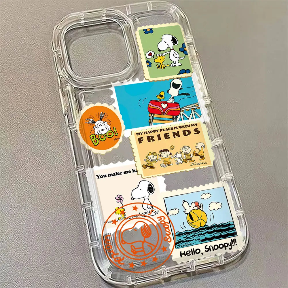 Lovely Cartoon Hot Snoopys Phone Case for iPhone 17 16 15 14 13 12 11 Pro Max Plus X XR XSMax Airbag Anti Fall Clear Back Cover