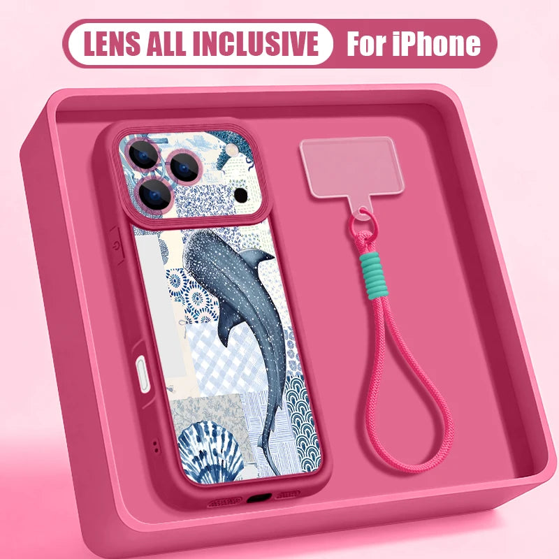 Retro Turtle Pattern Lanyard Phone Case For iPhone 17 Pro Max 16 17 14 15 13 Pro Max 11 17e 16e Shockproof Silicone Soft Cover