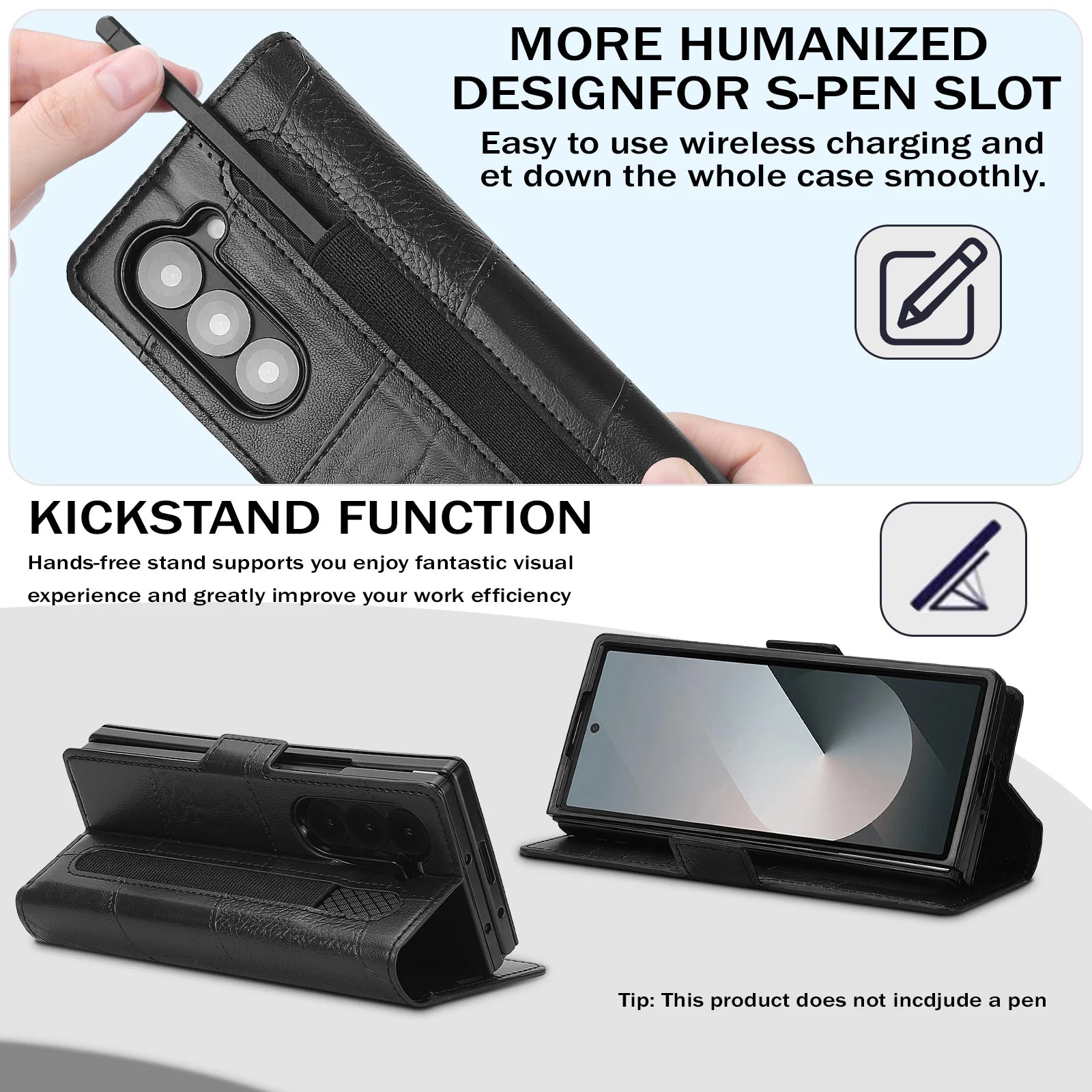 Business Flip Leather Wallet Phone Case for Samsung Galaxy Z Fold 7 6 5 4 3 5G Cards Slot Purse Pocket With S Pen Bag Cover