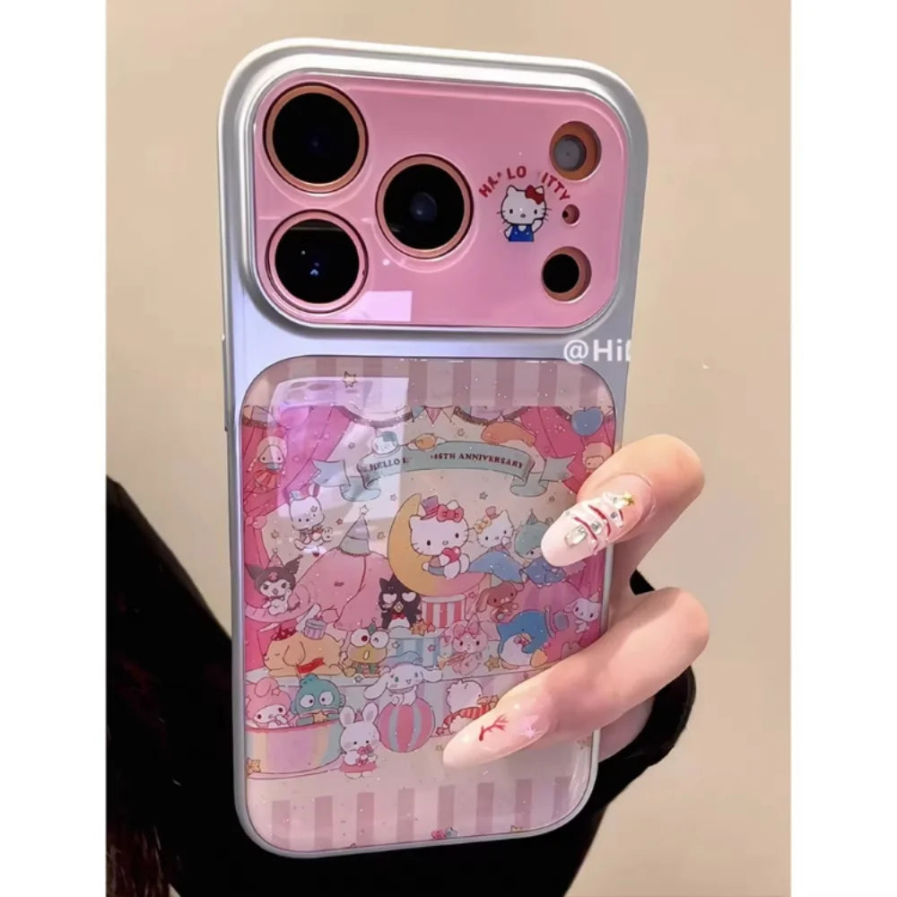 Sanrio Cartoon Pink Cute Hello Kitty Party Phone Cases For iPhone 17 16 15 14 Pro Max Lens Shockproof Protective Kawaii Cover