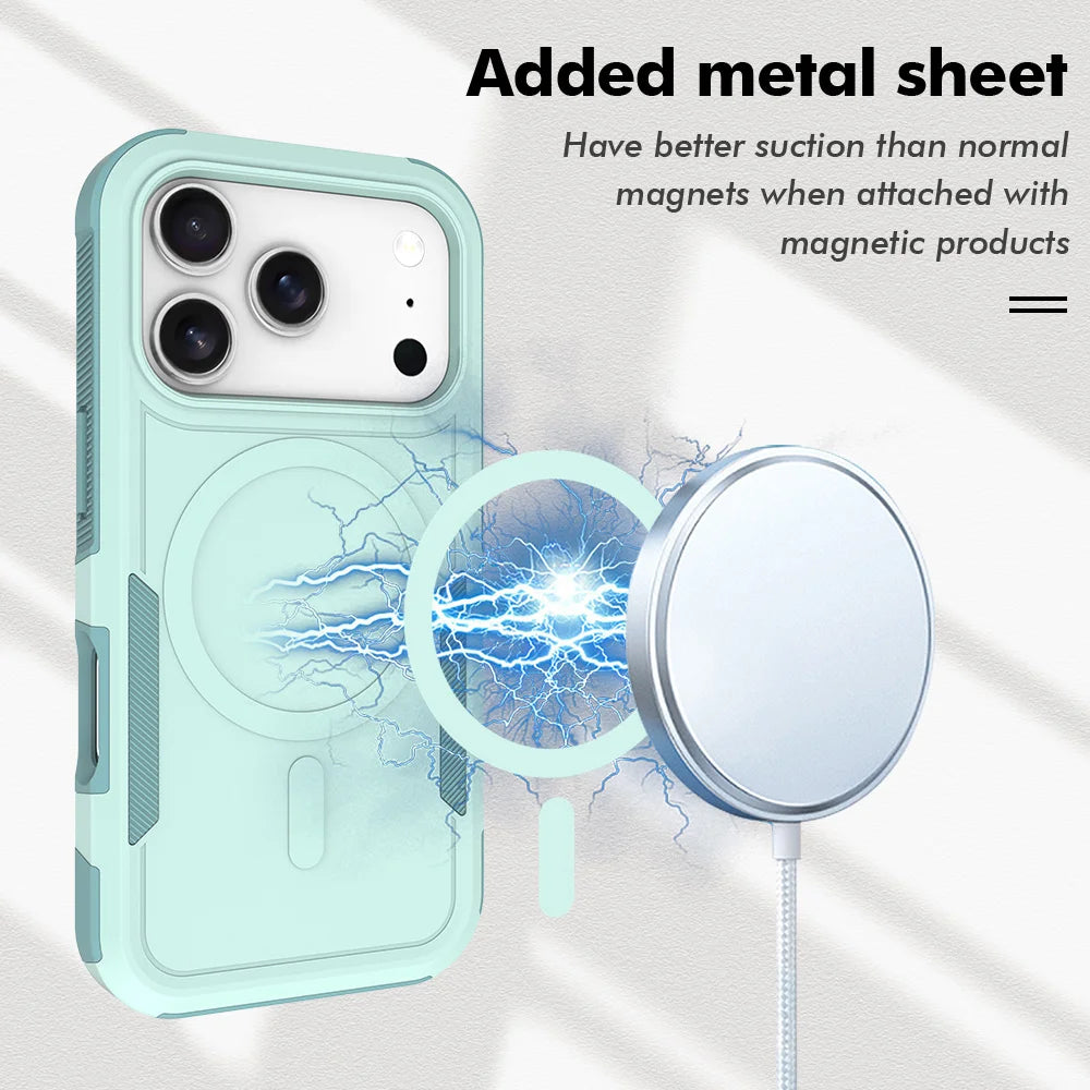 Shockproof Magnetic Phone Case For iPhone 17 Pro Max Air 17e 16e 15 14 Plus 13 12 Rugged For MagSafe Wireless Charging Cover