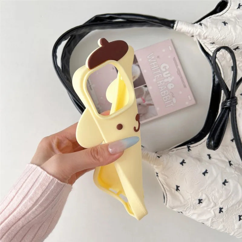 Cute 3D Cartoon Sanrio Pom pom purin Phone Case For iPhone 17 16 15 14 13 12 Pro Max Plus Soft Silicone Cover
