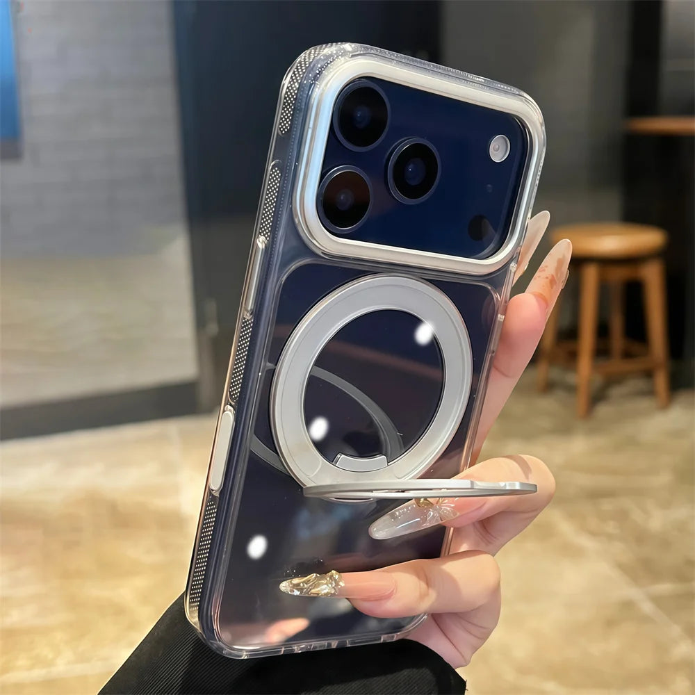 Luxury Magnet Ring Rotating Folding Magnetic Stand Phone Case For iPhone 17 16 15 14 13 Pro Max Air Anti-slip Frame Armor Cover