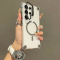 Magnetic Flip Stand Case For Samsung Galaxy S25 S24 S23 S22 Ultra Plus FE for Magsafe Wireless Charge Acrylic Shockproof Cover