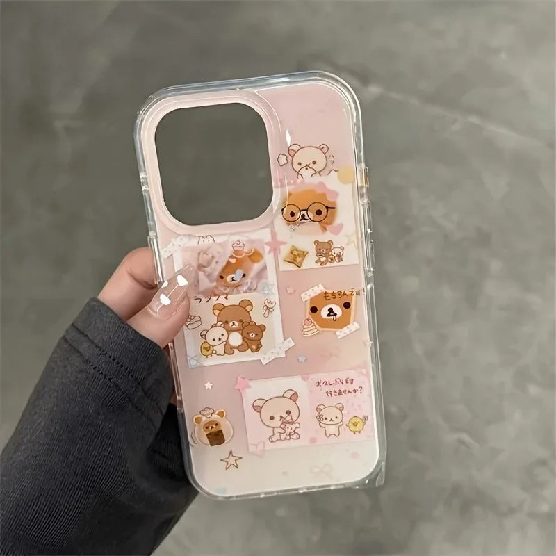 Cute Bear Cartoon Feather Texture Phone Case for Huawei Honor 400 200 X6a X8b X7a X9a X7b X8a X9 X8 X7 Smart Plus Lite Pro 4G 5G