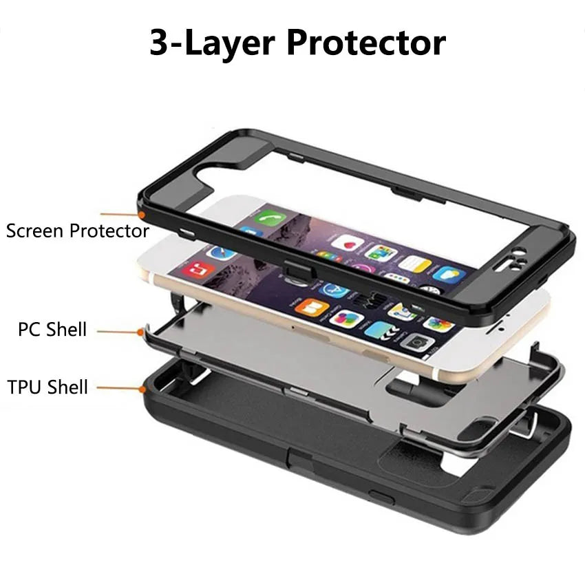 3 in1 For iPhone 15 14 Plus 13 12 11 Pro Max XS Max Shockproof Defend Case Cover+Belt Clip Heavy Duty Case For iPhone 7 8 Plus