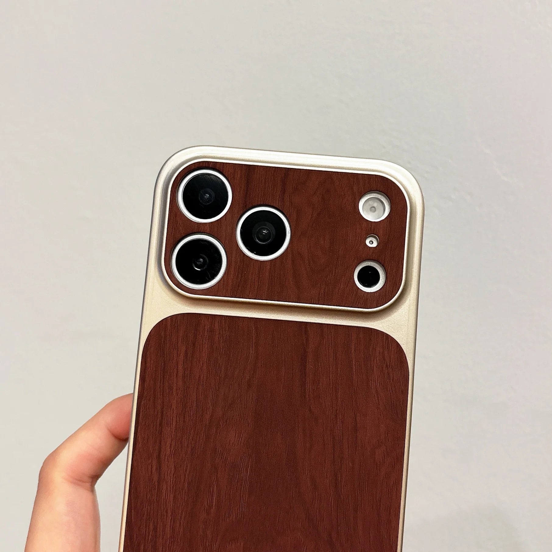 New Wood Grain Simple Phone Case For iPhone 11 12 13 14 15 16 17 Pro Max 15 16 Plus Shockproof Large Window Fashion Phone Cover