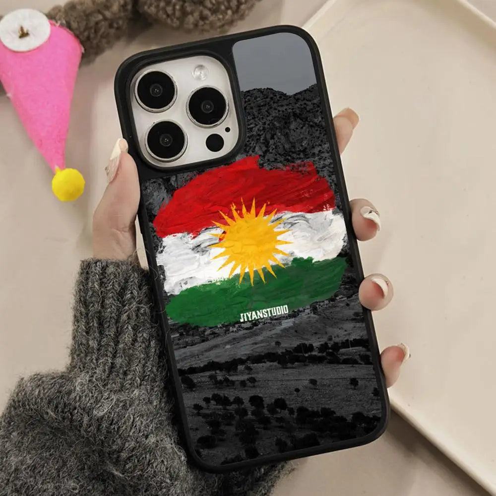 Kurdistan Flag Mobile Cell Phone Case for iPhone 17 16 15 14 13 12 11 Air Pro Max Plus Matte Surface Colorful Cover Cover Pretty