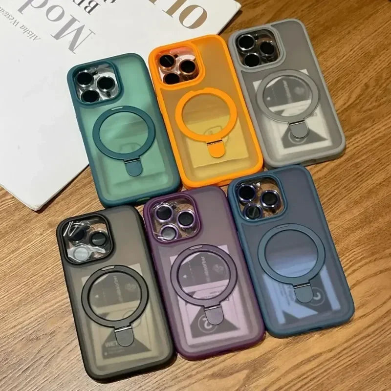 For Magsafe Magnetic Phone Case For iPhone 17 16 13 15 14 11 12 Pro Max Air Bracket Ring Holder Cover For iPhone 14 16 15 Plus