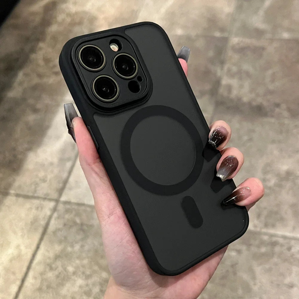 Matte for Magsafe Magnetic Phone Case for iPhone 16 13 15 11 17 Pro Max 12 14 Plus Wireless Charge Camera Protector Bumper Cover