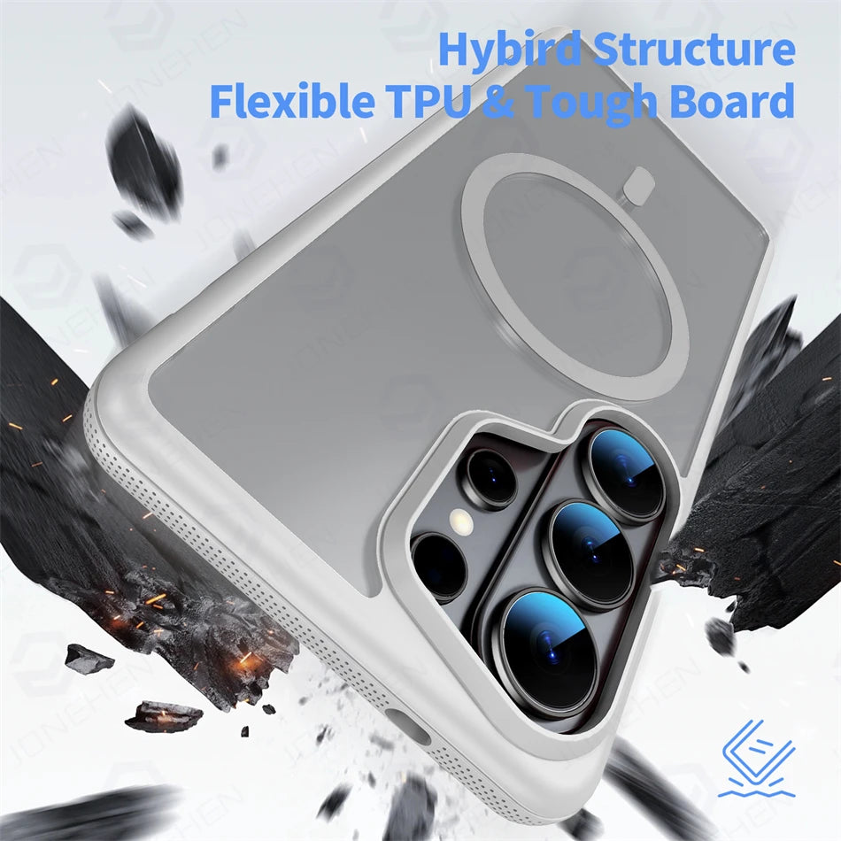 For Samsung Galaxy S26 Ultra S26 Plus Matte Translucent Magnetic Case Shockproof Hybrid Armor For Magsafe Wireless Charge Cover