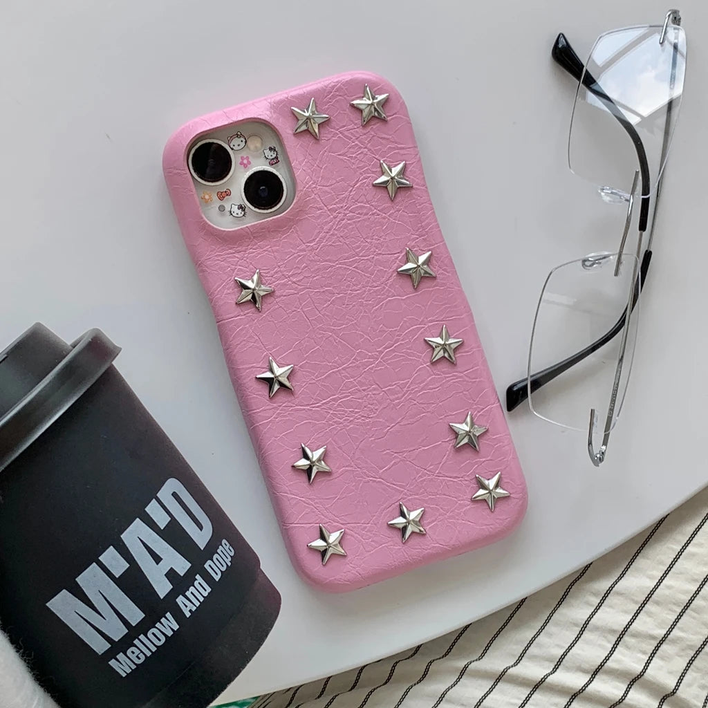 Advanced Stereoscopic Metal Stars Cowboy Pattern Leather Shockproof Protective Cover Case for iPhone 17 16 15 14 13 Pro Max