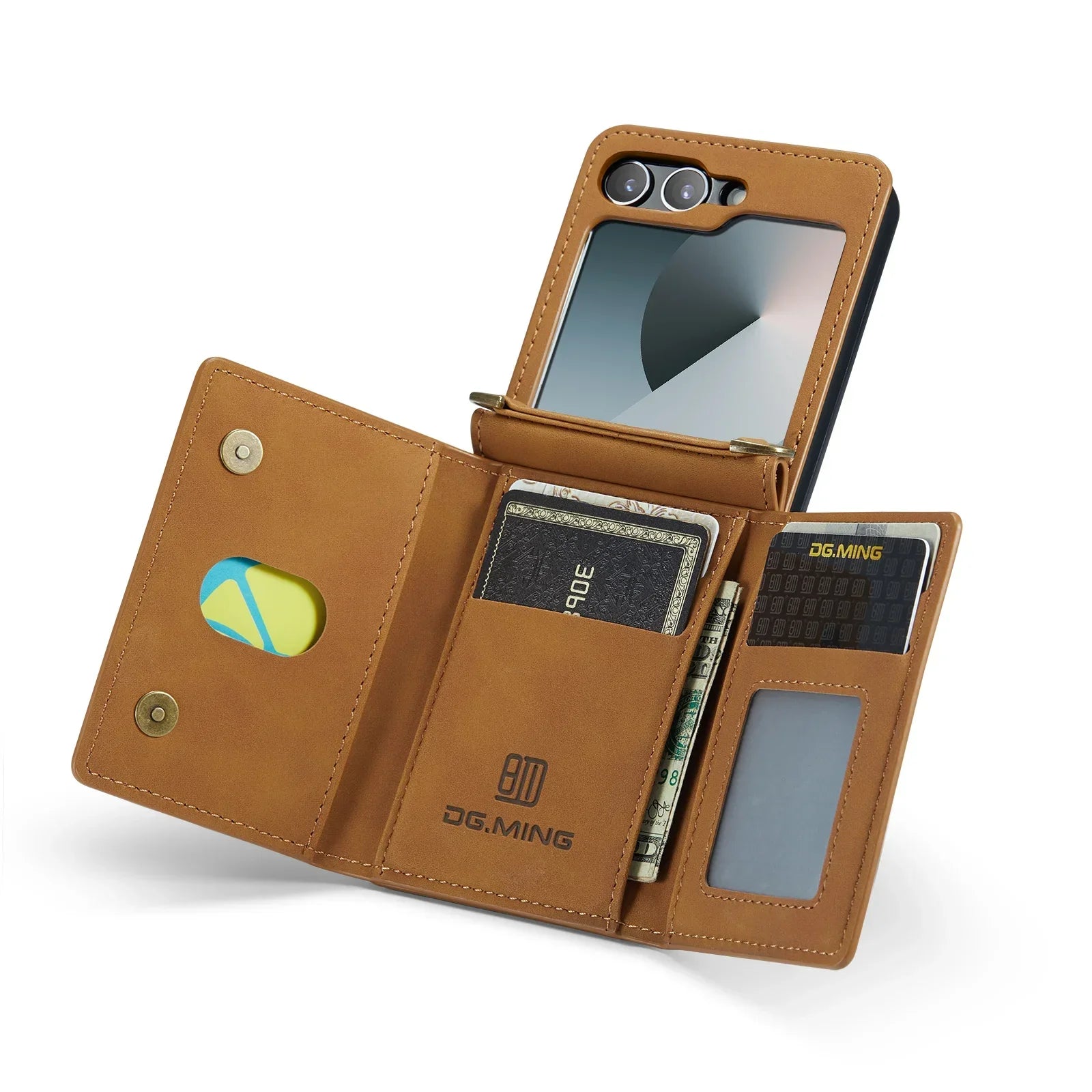 Crossbody Leather Cover Wallet Phone Case For Samsung Galaxy Z Flip 7 fe 6 5 4 3 5G Flip6 Cards Slot Purse Triple Fold Bag Shell