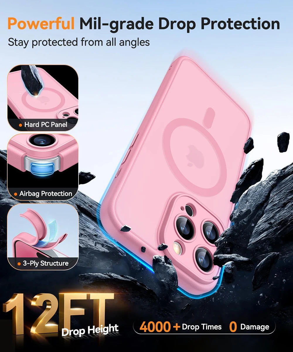 Luxury Transparent Candy Color Matte Hybrid Hard Case For iPhone 17 Air 15 14 13 11 12 16 Pro Max Plus Soft Magnetic For Magsafe