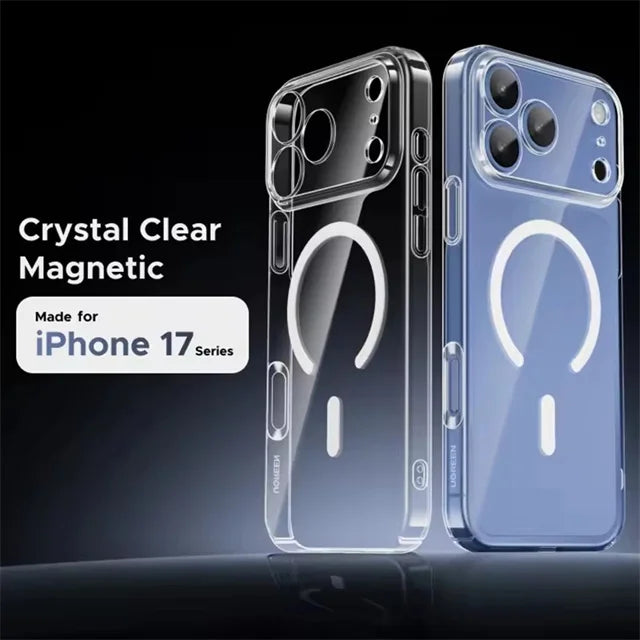 Transparent Phone Case For iPhone 17 16 15 14 13 12 11 Pro Max Plus Mini 16E 17 Air For Magsafe Wireless Charger Magnectic Cover