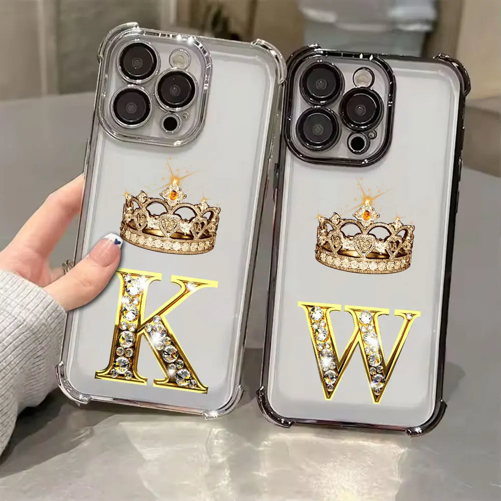 K W N F J O Initial Letter Phone Case for iPhone 11 13 15 16 17 Pro Max 14 Plus 17Air 16E 13 Pro 12 Mini 17Pro Soft Clear Cover