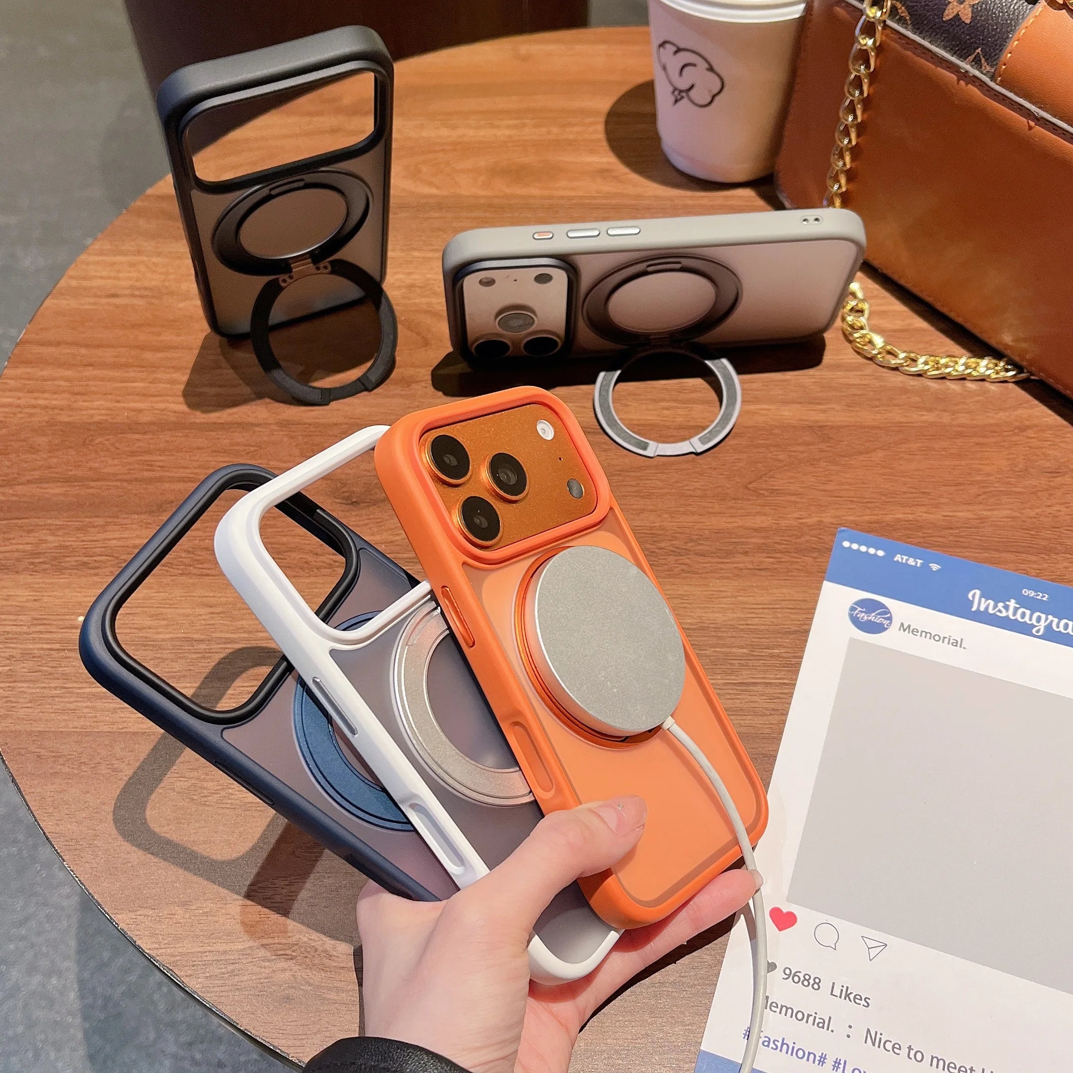 Luxury 360 Rotating Magnetic Phone Case for iPhone 17 Pro Max 16 Plus 15 14 13 12 11 Shockproof Slim Fit for Magsafe Stand Cover