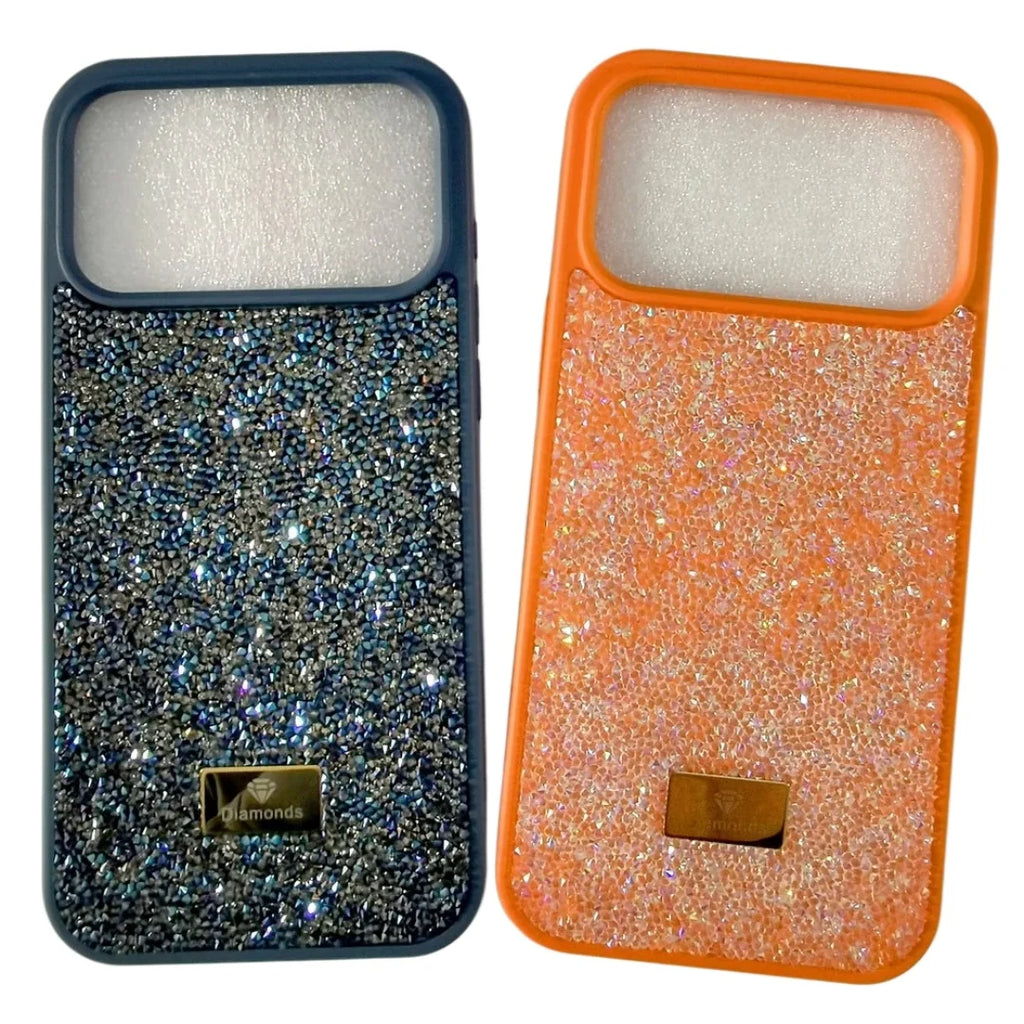 Gold Diamond Bling Multicolored Rhinestones Case For iPhone 17 16 15 14 Plus+ 13 12 Pro Max 17e 16e Air Glitter Protection Cover