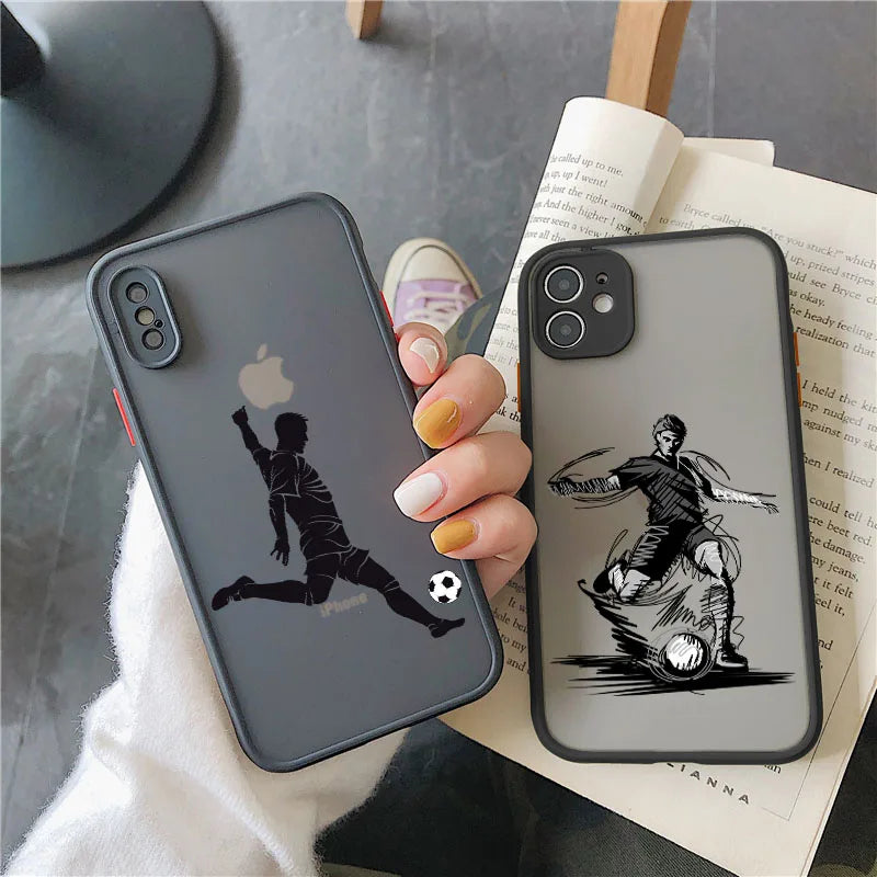 Phone Case For iPhone 17 16 12 13 11 14 15 Pro Max XS XR 16 Plus X PlaySoccer Shockproof Clear PC Cute Back Cover Coque Football