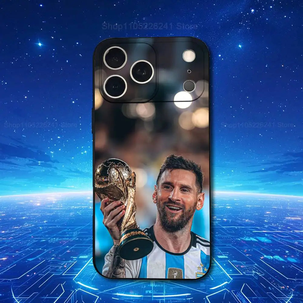 Football M-MesSI-S-M10 Cool For iPhone 13,17,11,12,16,14,15,Plus,Pro Max,XS,X,XR,SE,Mini,8,7,Soft Silicone Black Phone Case
