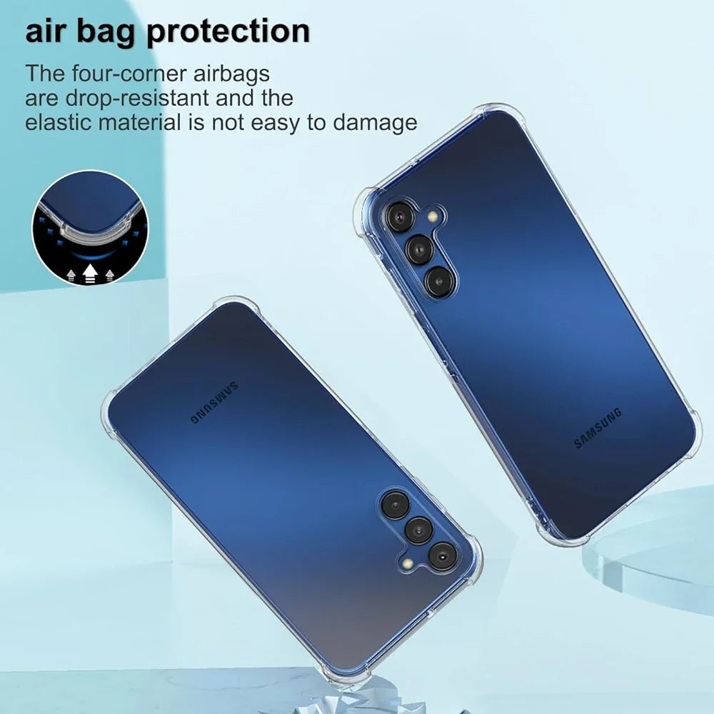 S24 Ultra Shockproof Clear Case For Samsung A05 A15 A25 A35 A55 Soft TPU Shell S24 S23 S22 Plus S21 Ultra S20 FE Silicone Cover
