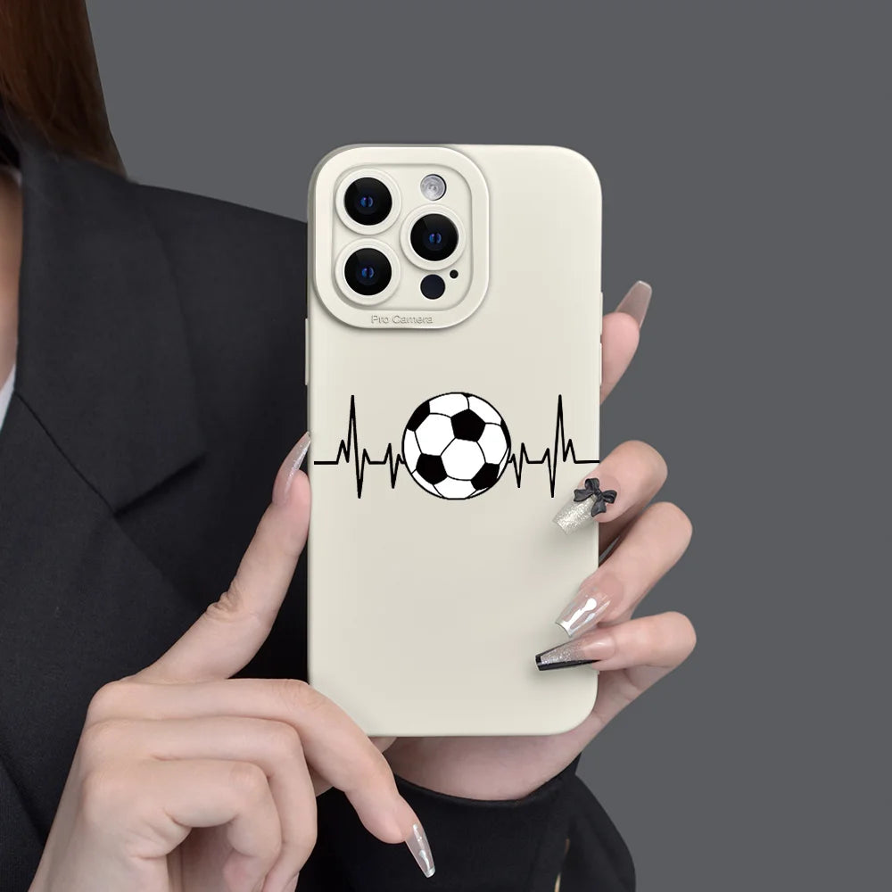 Football Pattern Graphic Phone Case For iPhone 16 15 14 13 12 11 XR X XS Pro Max 7 8 Plus SE 2022 Mini Silicone Soft Back Cover
