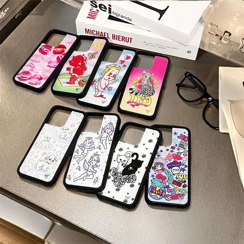 Wildflower Kensington Kiss cherub Phone Case for iPhone 17 12 13 14 15 16 Pro Max Plus Kitten Little Angel Devil lamb wf Cover﻿