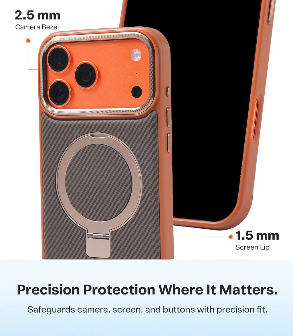 Magnetic Carbon Fiber Pattern Phone Case 360 Degree Rotating Magnetic Stand For Phone17Pro 17 Pro Max