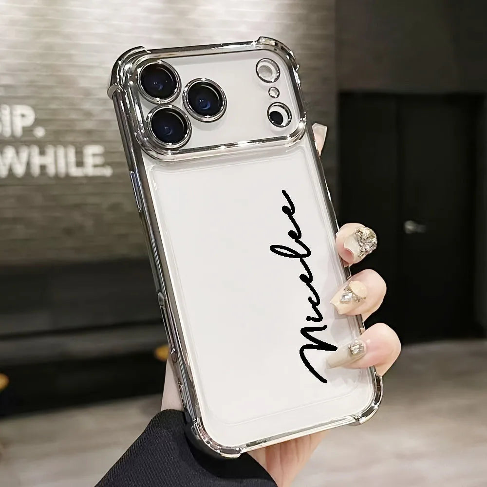 Personalised Customized Name Case For iPhone 17 16 15 14 13 12 11 Pro Max Initials Letters Leather Cover 13 15 16 17 Air Pro Max
