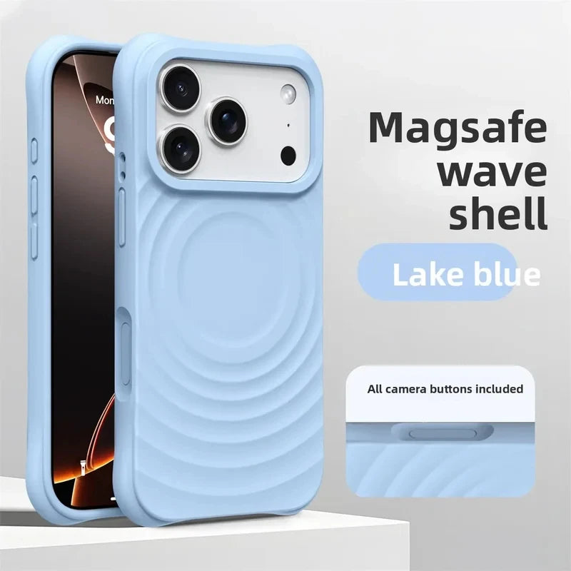 Offical Phone Case For iPhone Air 17 16 15  Pro Max Water Ripple Silicone For Magsafe Wireless Charge Magnetic Soft Cover