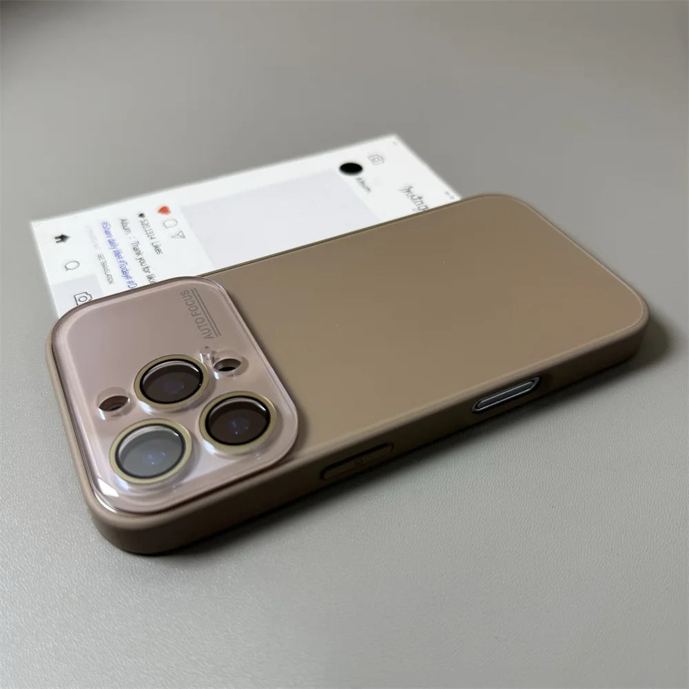 Original Large Window Phone Case For iPhone 17 16 15 14 13 12 11 Pro Max Makaron Candy Color Camera Protection Glossy Hard Cover