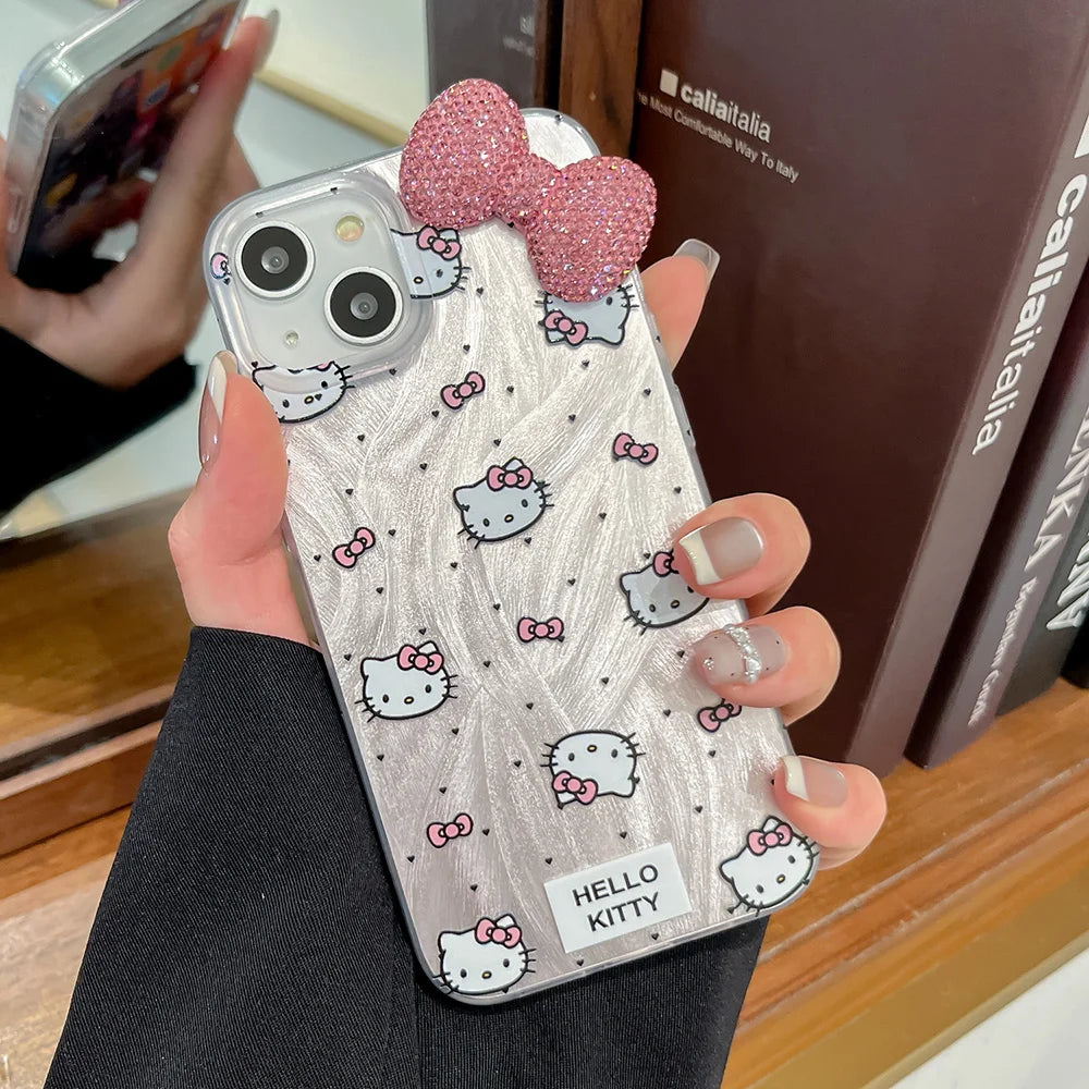 For Honor X9D X8B X7C X6A Magic 5 6 7 Lite 50 70 90 200 Pro 400 Lite Dazzle 3D Diamond Bow Kitty Laser Lustre Lining Phone Case