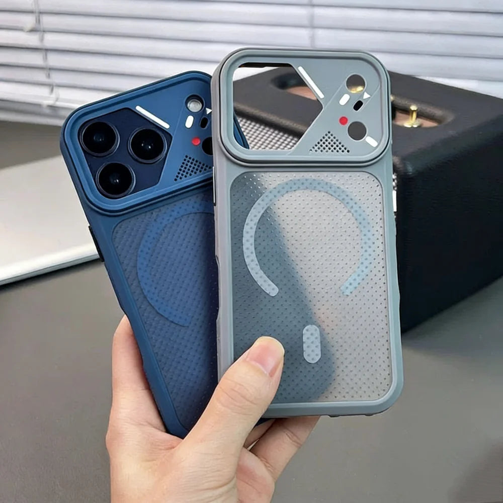 Luxury Shockproof Hybrid Bumper Clear Case for iPhone 17 16 14 15 Plus 13 12 11 Pro Max For Magsafe Magnetic Armor Cooling Cover