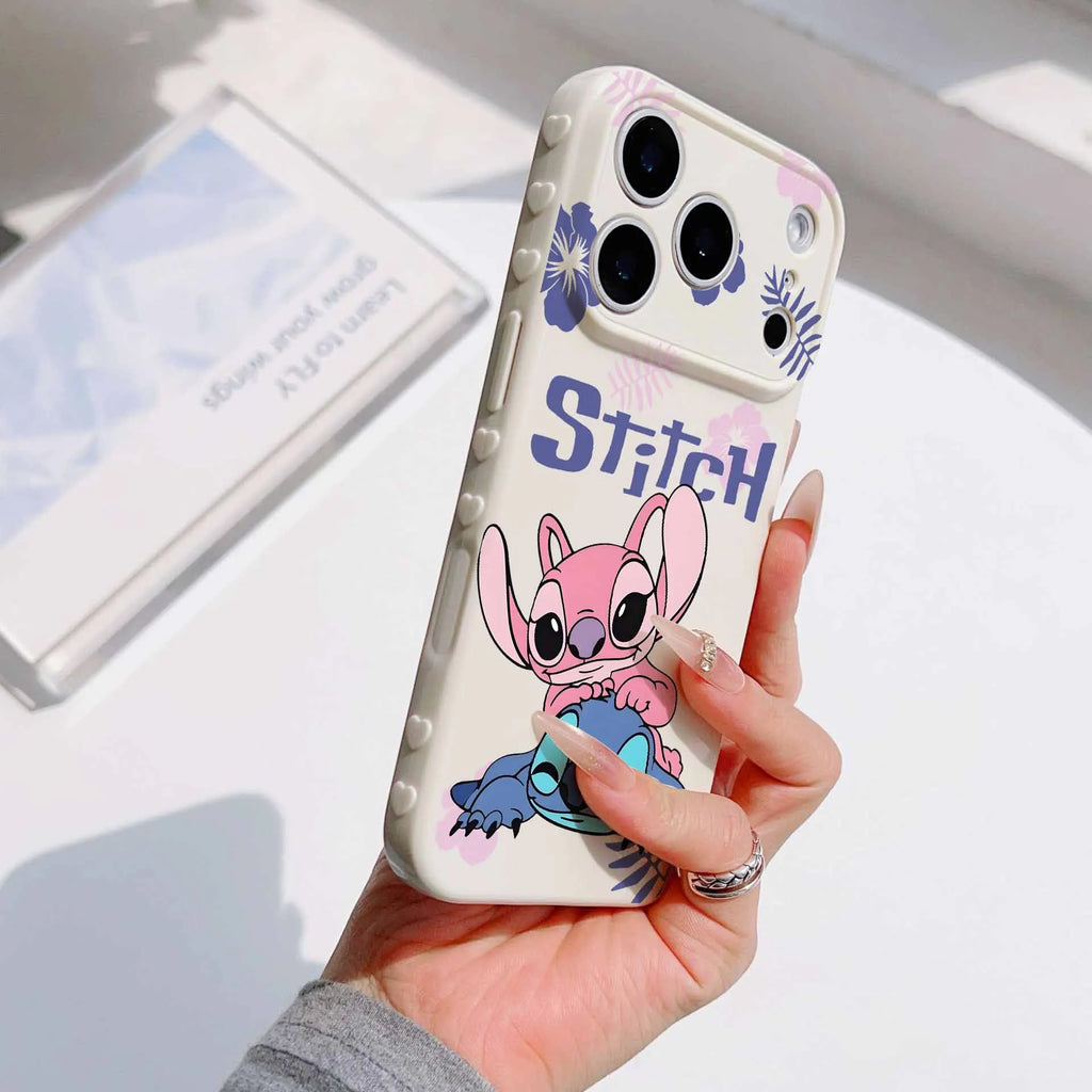 Disney Beautiful Angel Stitch For Apple iPhone 17 16 15 14 13 12 Mini 11 Pro Max Bubble Heart Cover Silicone Funda Phone Case