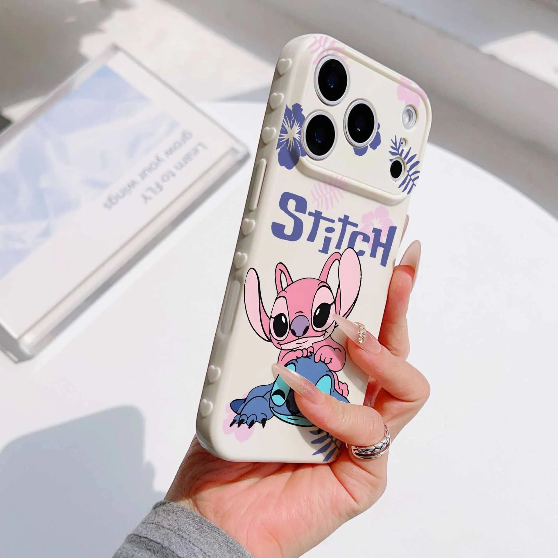 Disney Beautiful Angel Stitch For Apple iPhone 17 16 15 14 13 12 Mini 11 Pro Max Bubble Heart Cover Silicone Funda Phone Case