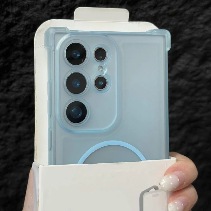 Matte For Magsafe Magnetic Translucent Soft Case For Samsung Galaxy S26 S25 S24 S23 S22 Plus Ultra Four-Corner Airbag TPU Cover