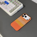 Fashion Orange Plaid Magnetic Case for iPhone 17 Pro Max Magnets Carbon Phone Cover Camera Lens Protection Fundas Hard PC Shell