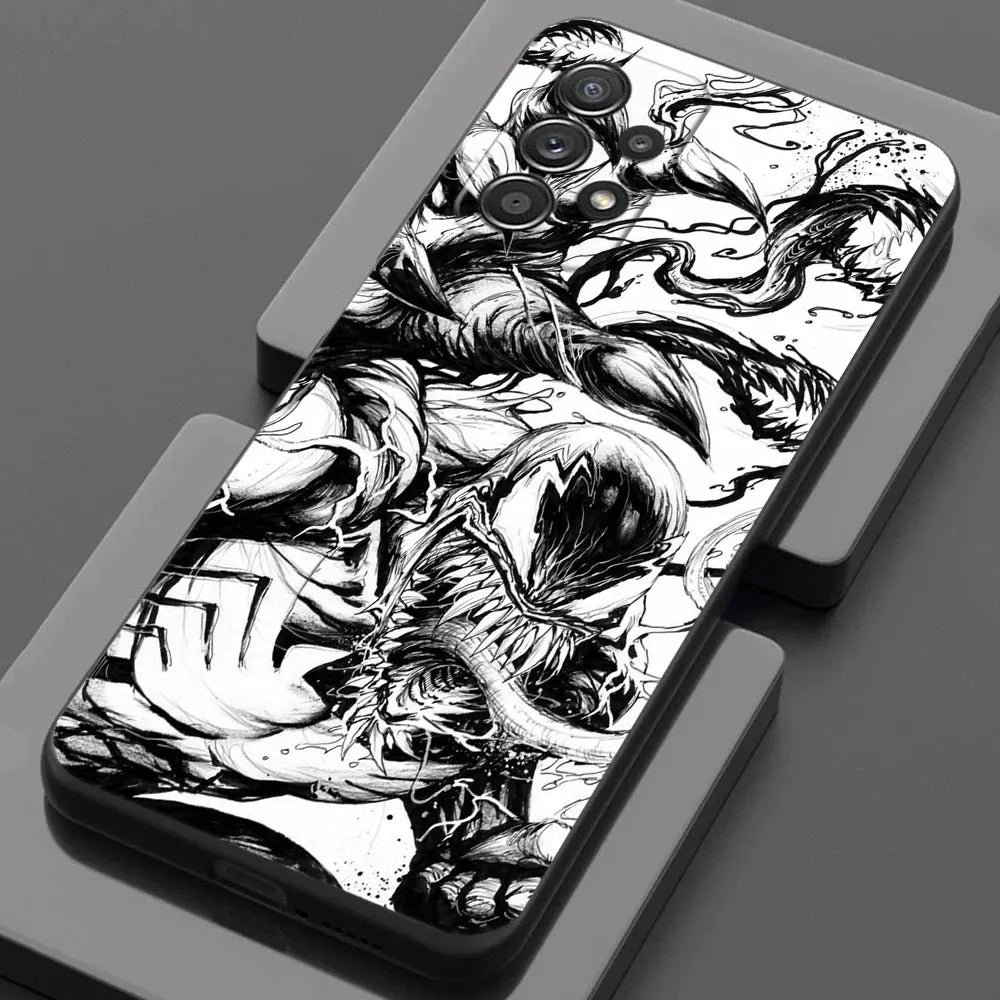 Marvel Black VENOM Phone Case For Samsung Galaxy A17 A57 A37 5G A07 A55 A54 A34 A35 A25 A15 A56 A36 A26 A16 A06 Back Cover Shell