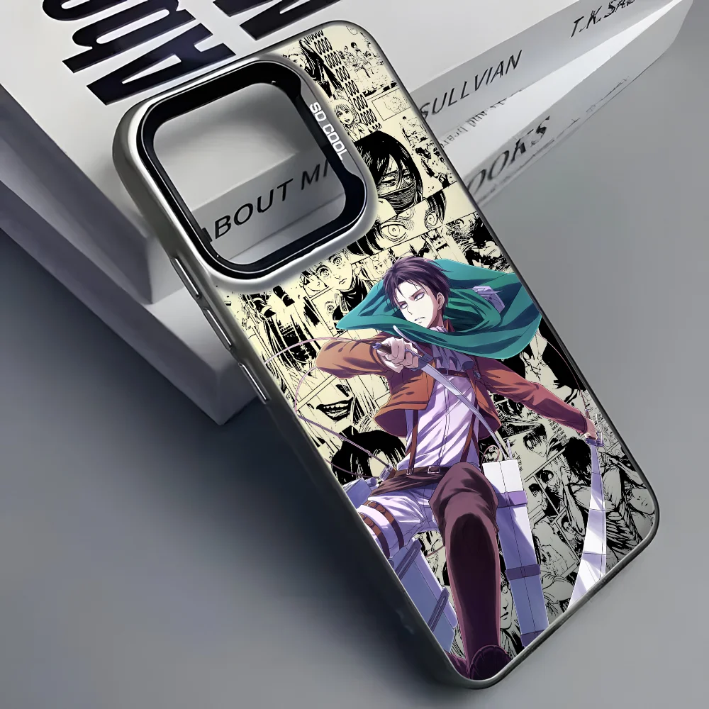 Anime L-Levi A-Ackerman Phone Case For iPhone 16 15 14 13 12 11 Pro Max Black Matte Multicolor Laser Metallic Aurora Cover