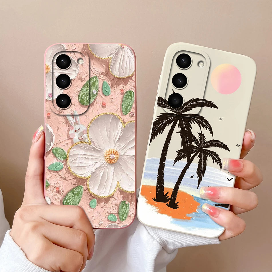 Case For Samsung S23 FE Plus Ultra Black Cat Phone Covers For Galaxy S 23 S23FE S23+ S23Ultra Soft Liqiud Silicone Back Shell