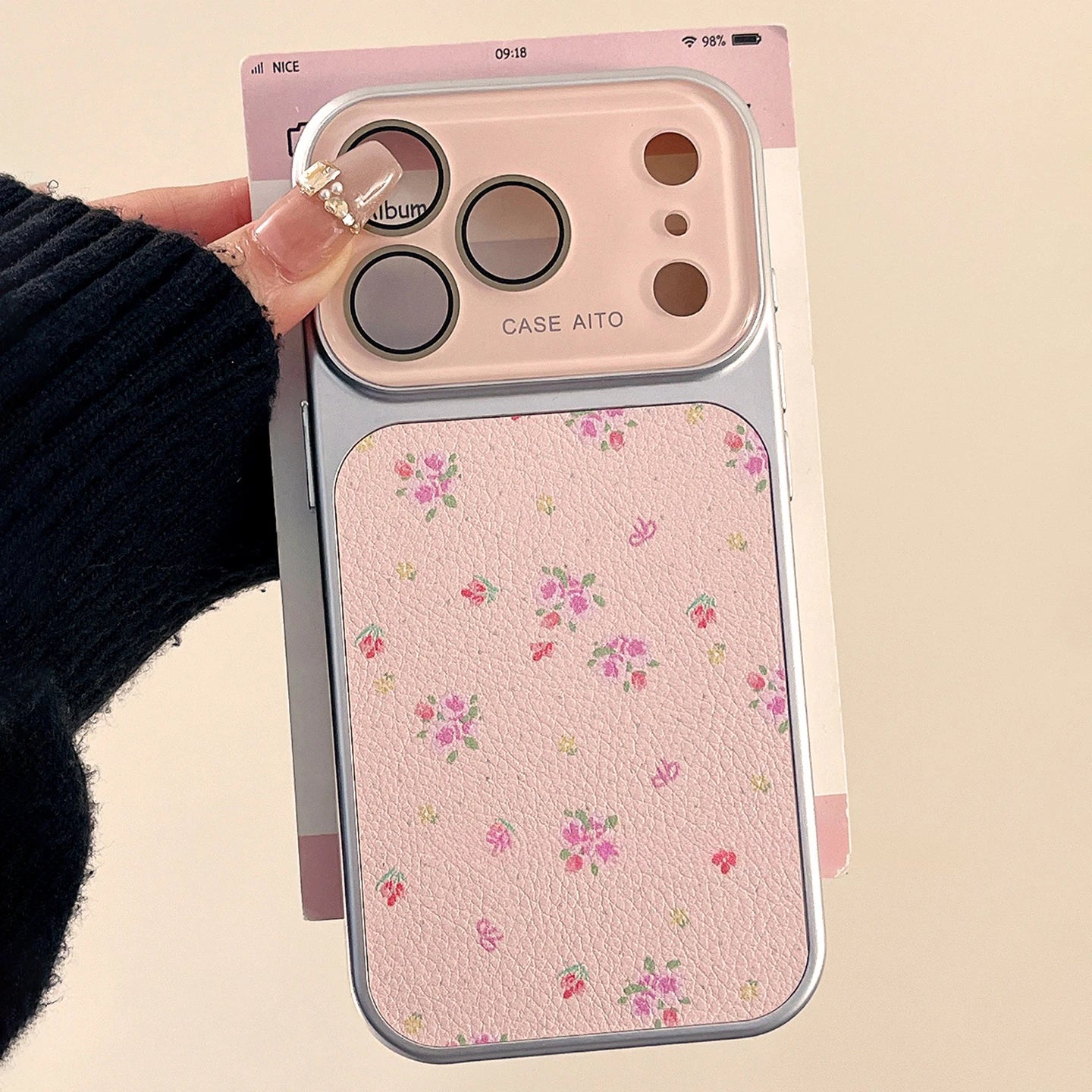 Luxury Ins Flower Large Window Phone Case for iPhone 17 16 Pro Max 14 15 13 Camera Film Protector Shockproof Ultra Slim Cover