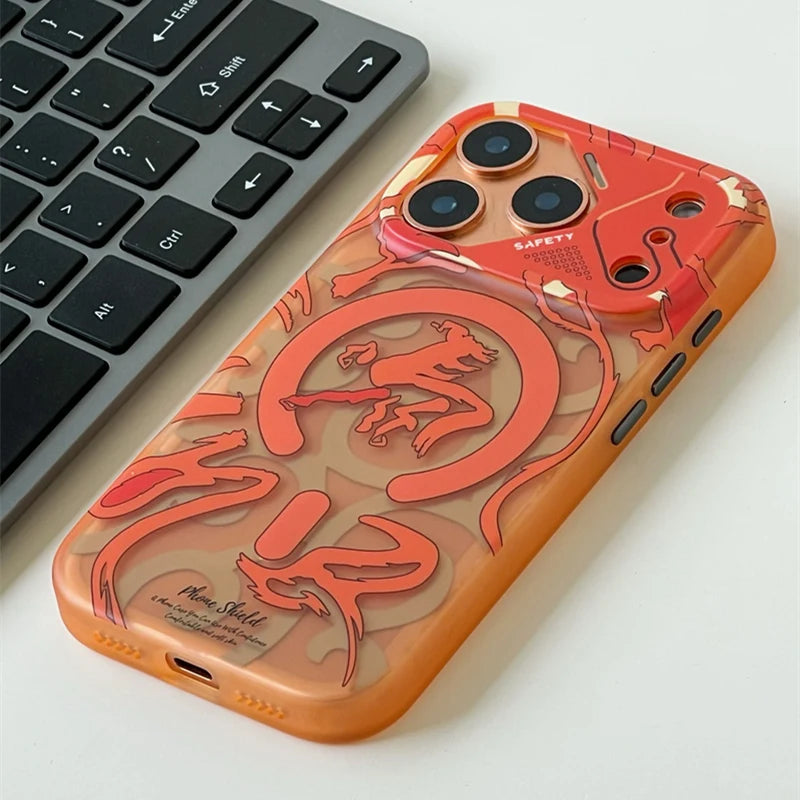 Magnetic Geometric Graffiti for MagSafe Case For iPhone 17 17Pro Max 16 Pro 15 pro Frosted Wireless Charging Anti-fall PC Cover